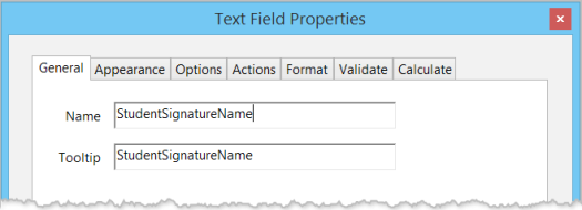 Text field properties